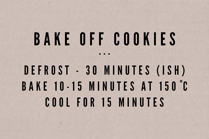 Baking instructions for cookies